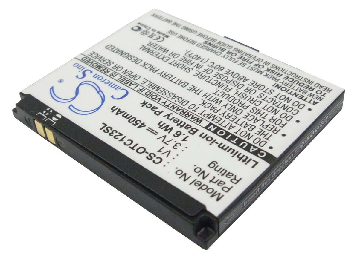 Battery For Alcatel Ot-c123, Ot-c123a 3.7v, 450mah - 1.67wh Mobile, SmartPhone Cameron Sino Technology Limited   