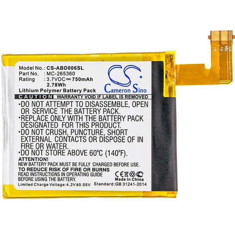 Battery For Amazon Kindle 6, D01100, Kindle 4 3.7v, 750mah - 2.78wh E-book, E-reader Cameron Sino Technology Limited   