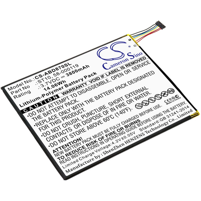 Battery For Amazon Kindle Fire Hd 10, Kindle Fire Hd 10.1, Sr87cv 3.7v, 3800mah 14.06wh - 14.06wh Tablet Cameron Sino Technology Limited   