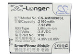 Battery For Amoi N890, A920w 3.8v, 2100mah - 7.98wh Mobile, SmartPhone Cameron Sino Technology Limited   