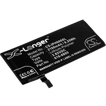 3.82V, Li-Polymer, 2160mAh, SmartPhone battery fits Apple, 616-0804, A1549, A1586, 8.25Wh