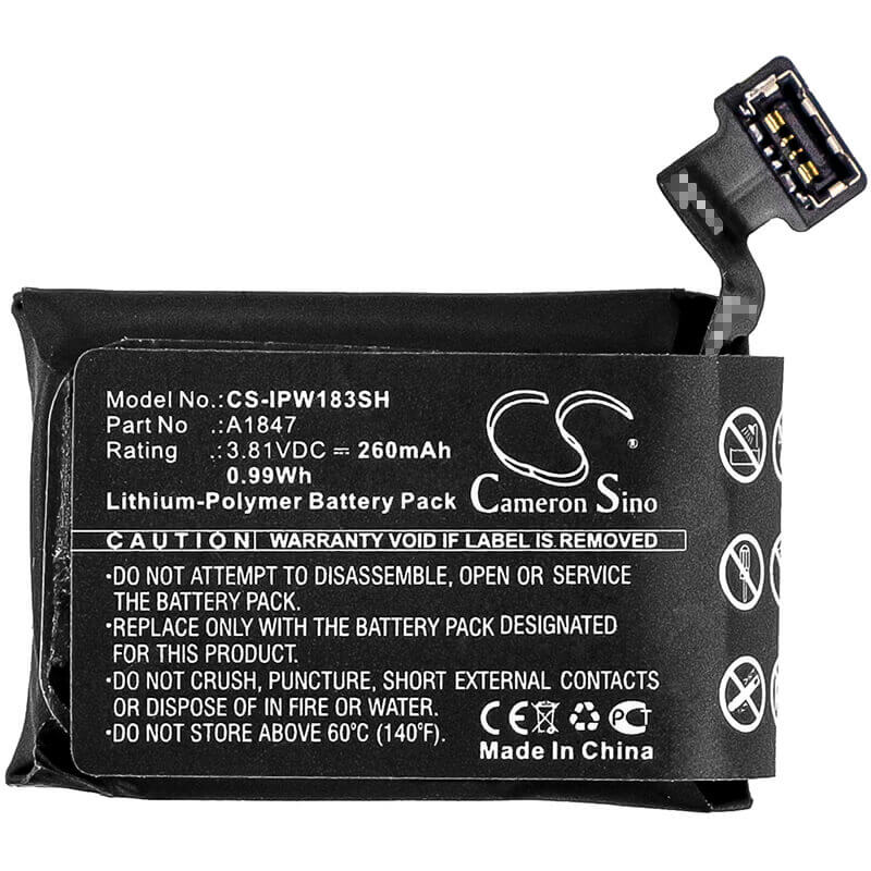 Battery For Apple, A1860, Watch Series 3 38mm 3.81v, 260mah - 0.99wh Smartwatch Cameron Sino Technology Limited   