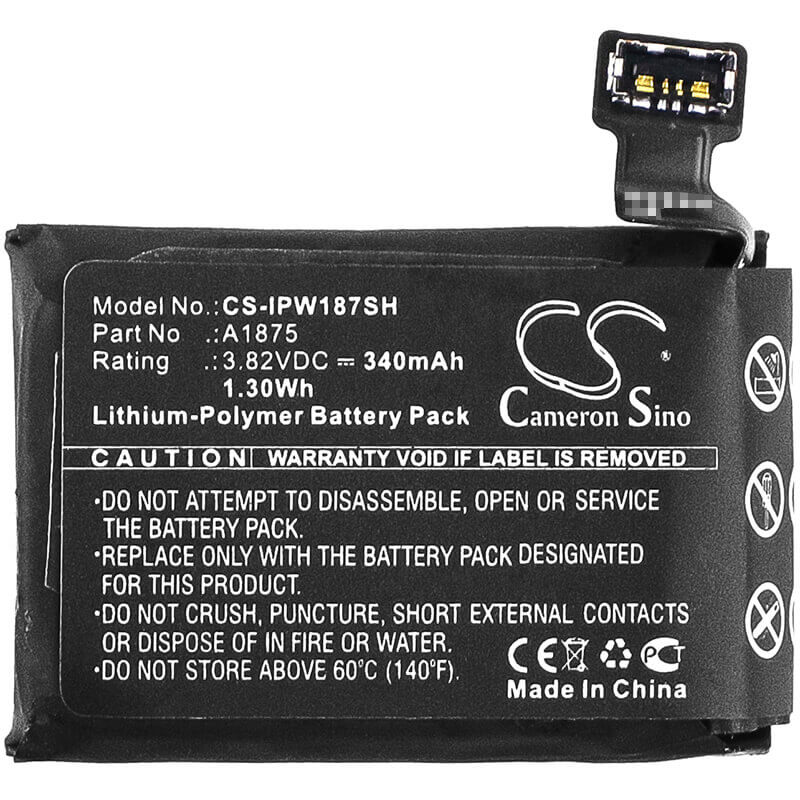 Battery For Apple, A1861, Watch Series 3 42mm 3.82v, 340mah - 1.30wh Smartwatch Cameron Sino Technology Limited   