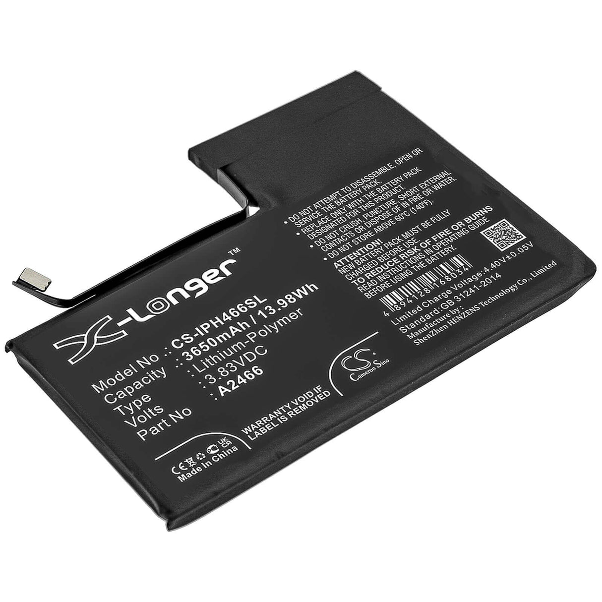 Battery For Apple, Iphone 12 Pro Max 3.83v, 3650mah - 13.98wh Mobile, SmartPhone Cameron Sino Technology Limited   