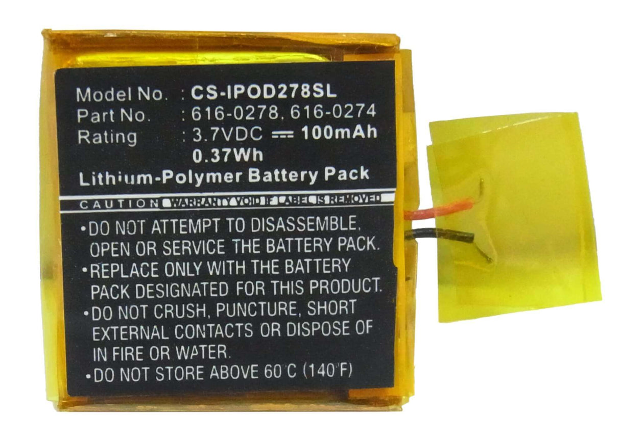 Battery For Apple Ipod Shuffle G2 1gb, Ipod Shuffle G3 3.7v, 100mah - 0.37wh Media Player Cameron Sino Technology Limited   