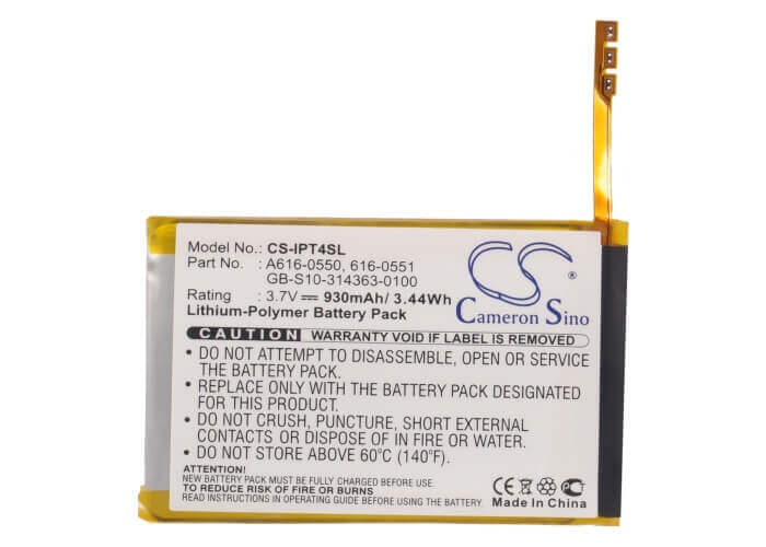 Battery For Apple Ipod Touch 4th 3.7v, 930mah - 3.44wh Media Player Cameron Sino Technology Limited   