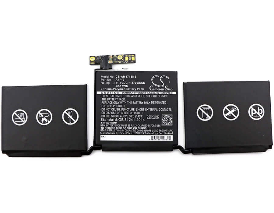 Battery For Apple, Macbook Pro 13.3, Macbook Pro 13.3 2016 Retina, Mll42ch/a 11.1v, 4700mah - 52.17wh Batteries for Electronics Cameron Sino Technology Limited   