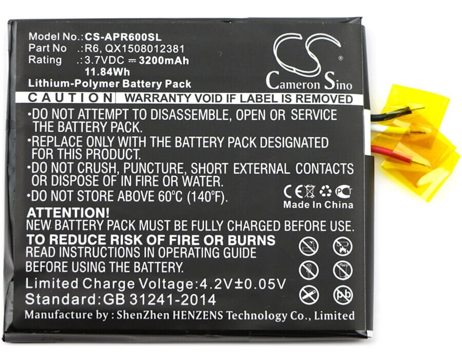 Battery For Aspera, R6 3.7v, 3200mah - 11.84wh Mobile, SmartPhone Cameron Sino Technology Limited   