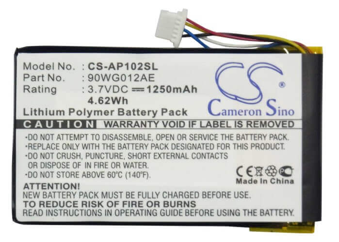 Battery For Asus 90wg012ae1155l1, S102, S102 Multimedia Navigator 3.7v, 1250mah - 4.63wh GPS, Navigator Cameron Sino Technology Limited   