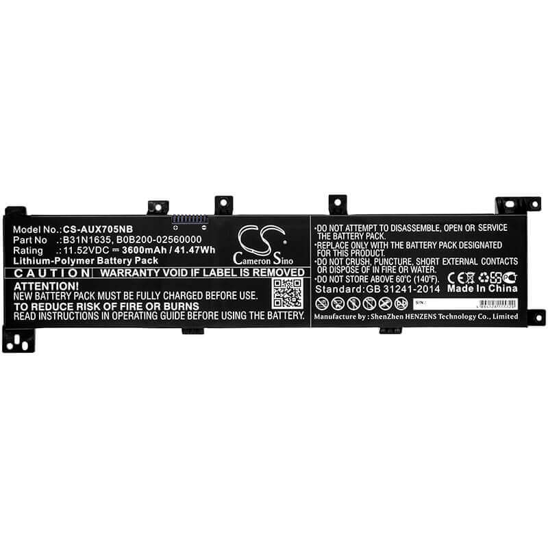 Battery For Asus, A705qa, F705ma-bx030t, F705ma-bx058t 11.52v, 3600mah - 41.47wh Notebook, Laptop Cameron Sino Technology Limited   