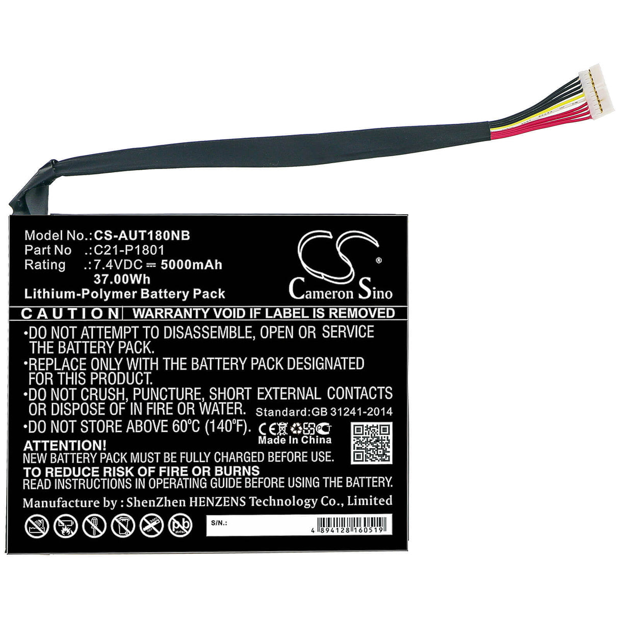 Battery For Asus, Ap180c, P18y23, Transformer Aio P1801 7.4v, 5000mah - 37.00wh Notebook, Laptop Cameron Sino Technology Limited   