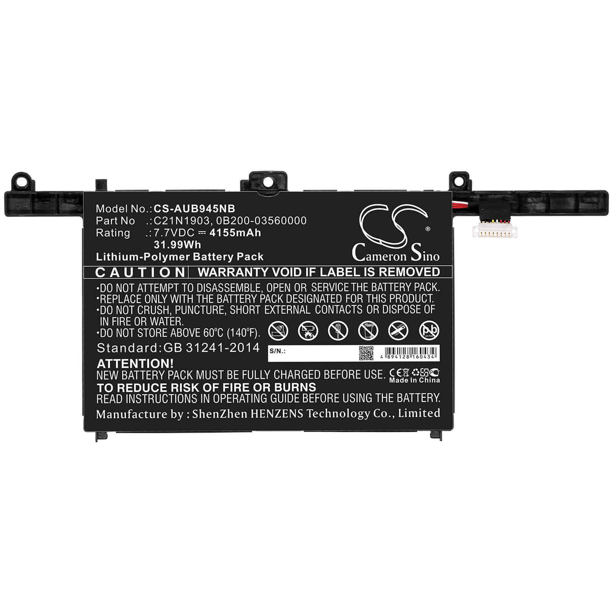 Battery For Asus, B9450, B9450f, B9450fa 7.7v, 4155mah - 31.99wh Notebook, Laptop Cameron Sino Technology Limited   