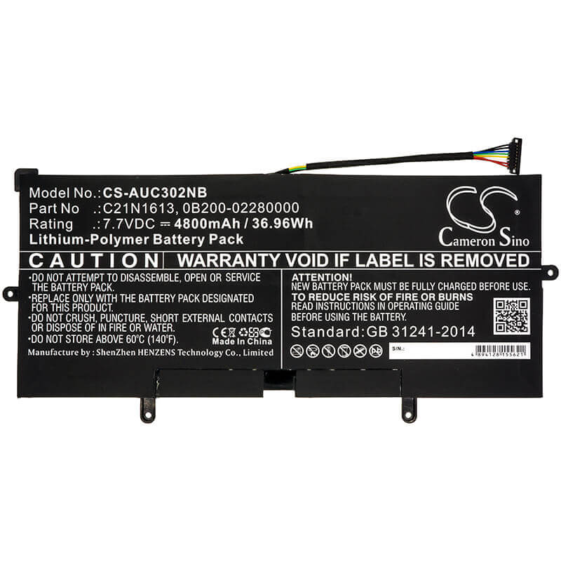 Battery For Asus, C302ca, C302ca-0041a6y30, C302ca-1a 7.7v, 4800mah - 36.96wh Notebook, Laptop Cameron Sino Technology Limited   