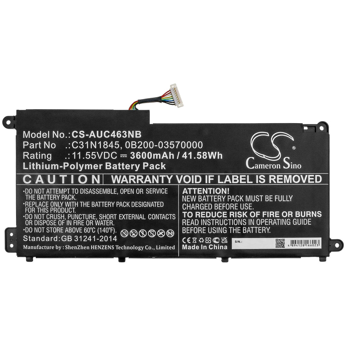 Battery For Asus, Chromebook C436fa 11.55v, 3600mah - 41.58wh Notebook, Laptop Cameron Sino Technology Limited   