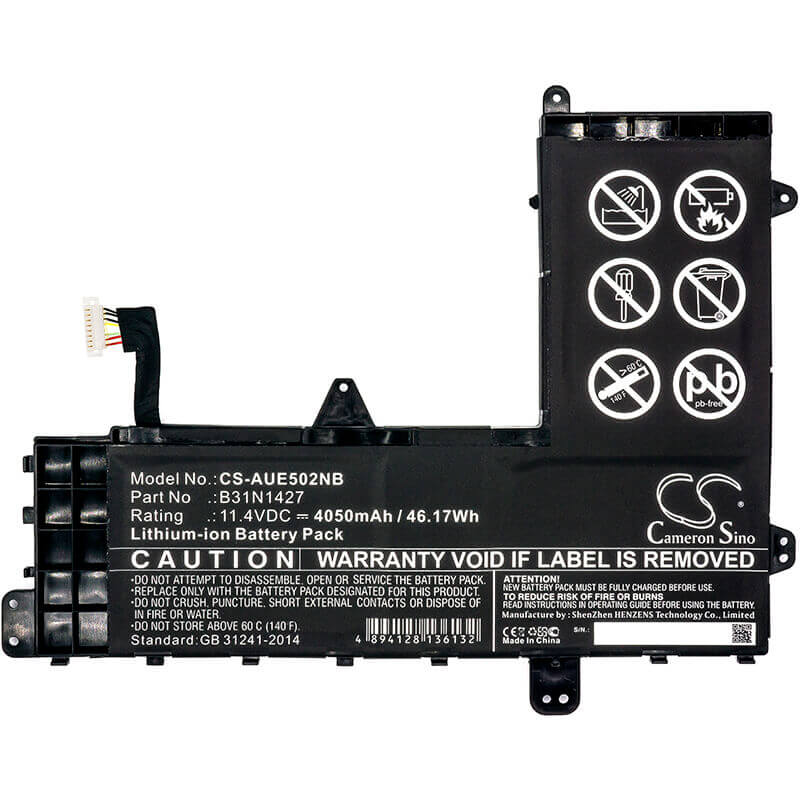 Battery For Asus E502m, E502ma, Eee Book E502ma 11.4v, 4050mah - 46.17wh Notebook, Laptop Cameron Sino Technology Limited   