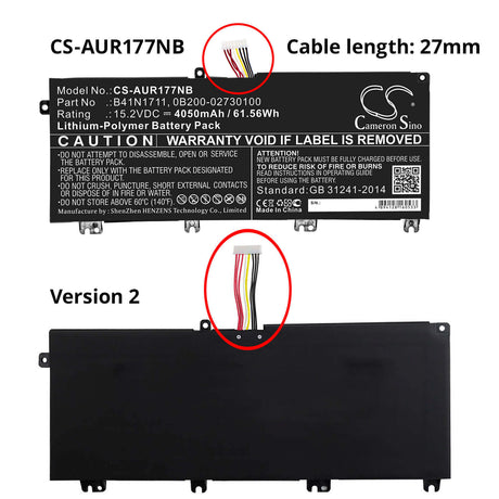 Battery For Asus, Fx503vd-0072c7300hq, Fx503vd-dm002t, Fx503vd-dm044t 15.2v, 4050mah - 61.56wh Notebook, Laptop Cameron Sino Technology Limited   