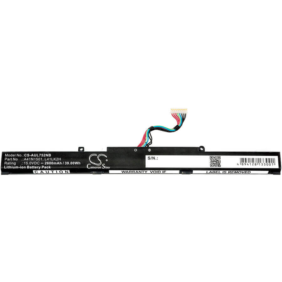 Battery For Asus, Gl752jw, Gl752vl, Gl752vl-1a, Gl752vl-2b 15v, 2600mah - 39.00wh Notebook, Laptop Cameron Sino Technology Limited   