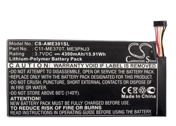 Battery For Asus Memo Pad Me370t, Memo Pad Me370t 16gb, Me370t 3.7v, 4300mah - 15.91wh Tablet Cameron Sino Technology Limited   