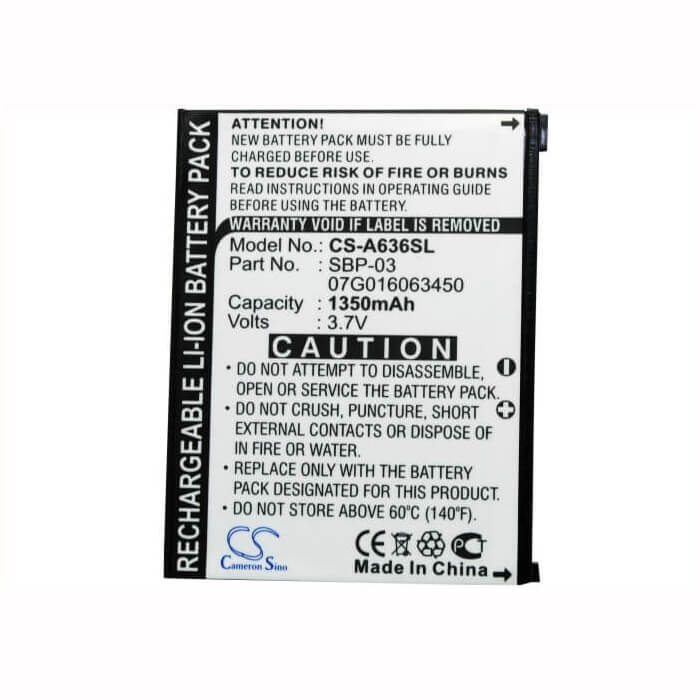 Battery For Asus, Mypal A630, Mypal A632, Mypal A632n 3.7v, 1350mah - 5.00wh GPS, Navigator Cameron Sino Technology Limited   