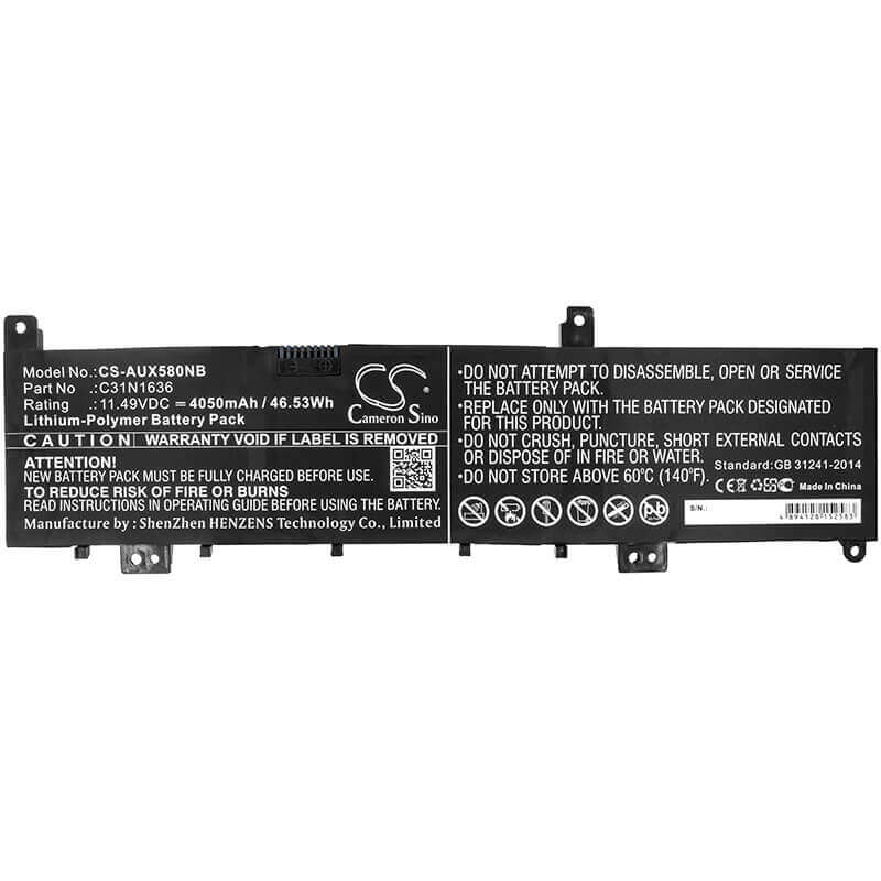 Battery For Asus, N580, N580gd, N580gd-db74 11.49v, 4050mah - 46.53wh Notebook, Laptop Cameron Sino Technology Limited   