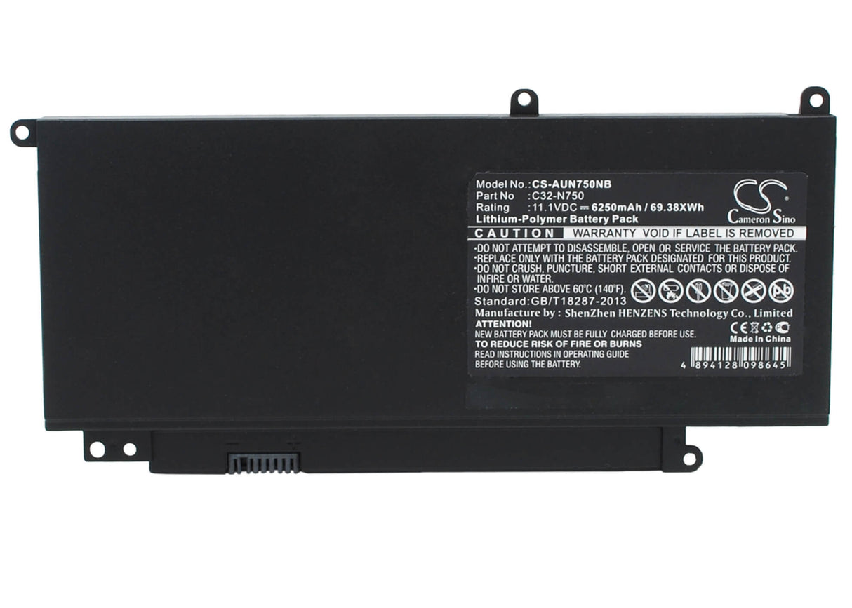 Battery For Asus, N750, N750j, N750jk 11.1v, 6250mah - 69.38wh Notebook, Laptop Cameron Sino Technology Limited   