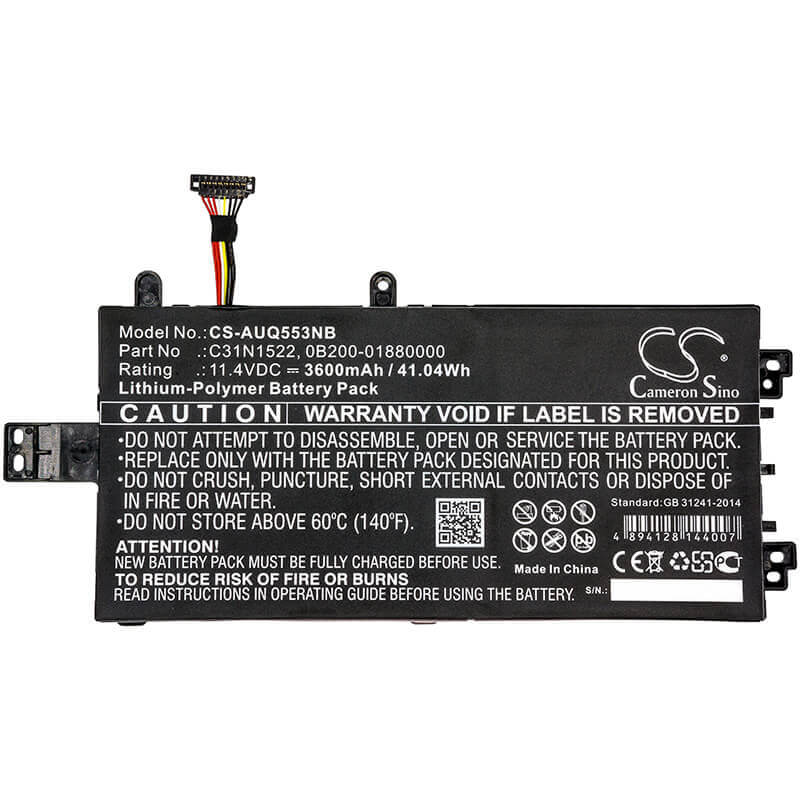 Battery For Asus, Q553u, Q553ub-bsi7t13 11.4v, 3600mah - 41.04wh Notebook, Laptop Cameron Sino Technology Limited   