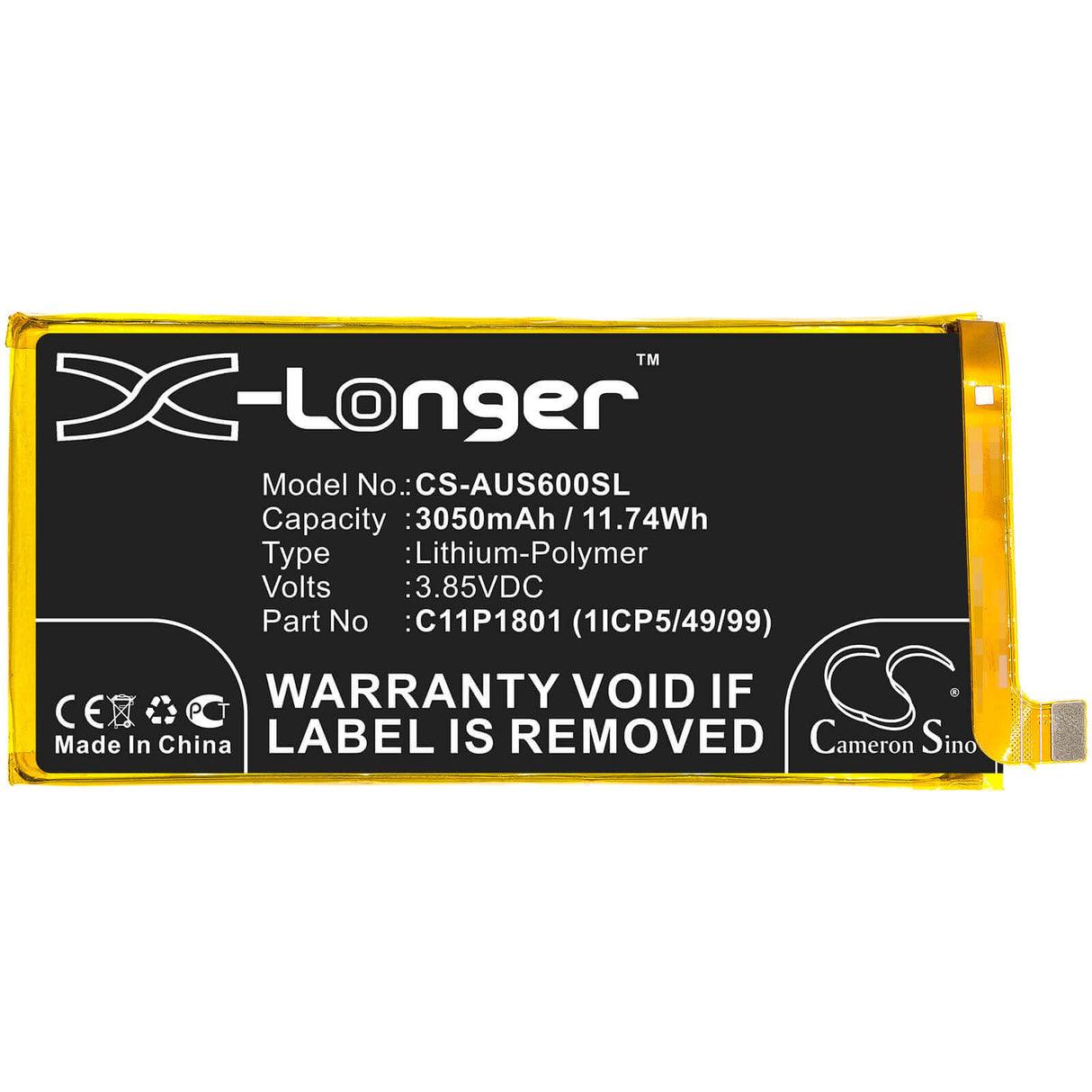 Battery For Asus, Rog Phone, Zs600kl 3.85v, 3050mah - 11.74wh Mobile, SmartPhone Cameron Sino Technology Limited   