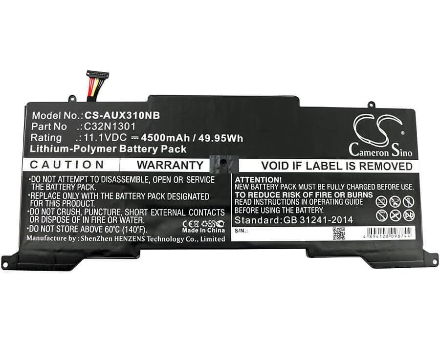 Battery For Asus, Ux31la-0132a4500u, Ux31la-0161a4200u, Ux31la-c4018h, Ux31la-c402 11.1v, 4500mah - 49.95wh Notebook, Laptop Cameron Sino Technology Limited   