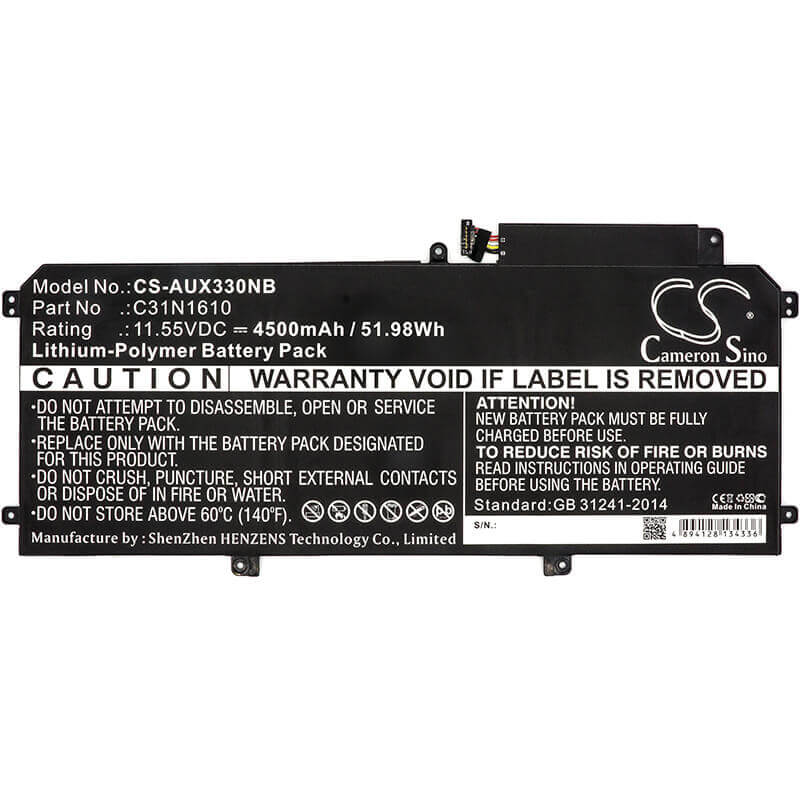 Battery For Asus, Ux330, Ux330c, Ux330ca, Ux330u, Zenbook Ux33 11.55v, 4500mah - 51.98wh Notebook, Laptop Cameron Sino Technology Limited   