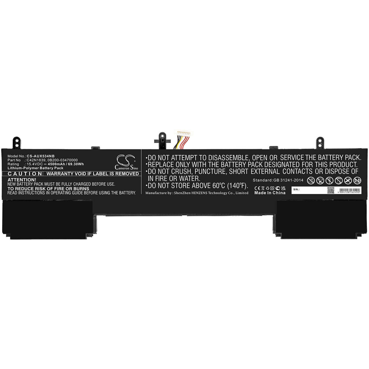 Battery For Asus, Ux534fa, Ux534ft, Ux534ft-0043b8565u 15.4v, 4500mah - 69.30wh Notebook, Laptop Cameron Sino Technology Limited   