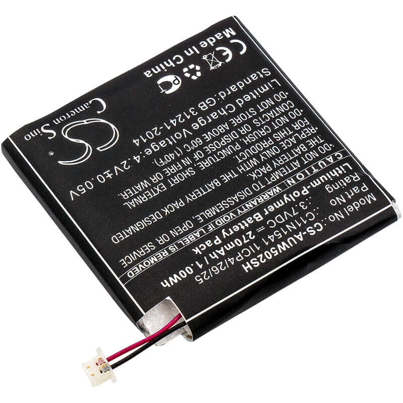 Battery For Asus, W1502qf, Zenwatch 2, 3.7v, 270mah - 1.00wh Smartwatch Cameron Sino Technology Limited   