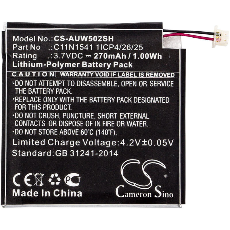 Battery For Asus, W1502qf, Zenwatch 2, 3.7v, 270mah - 1.00wh Smartwatch Cameron Sino Technology Limited   