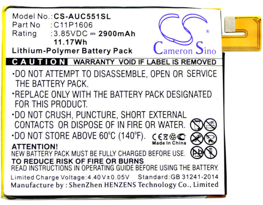 Battery For Asus, Zc551kl, Zenfone 3 Laser 3.85v, 2900mah - 11.17wh Mobile, SmartPhone Cameron Sino Technology Limited   