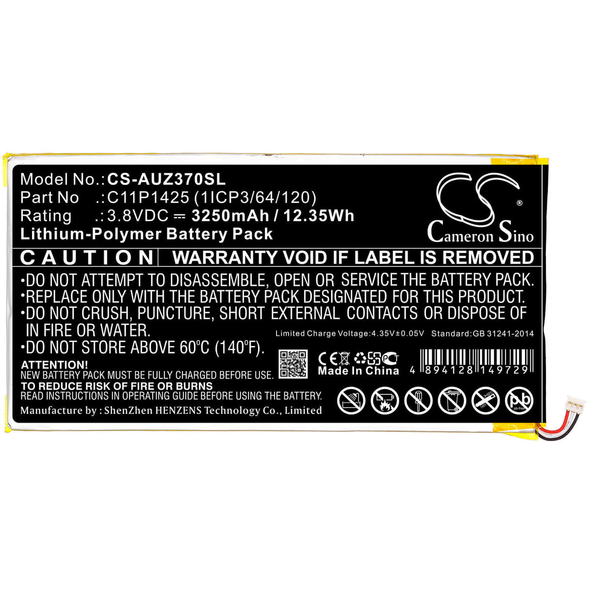 Battery For Asus, Zenpad 7.0 Z370c, Zenpad M700kl, 3.8v, 3250mah - 12.35wh Tablet Cameron Sino Technology Limited   