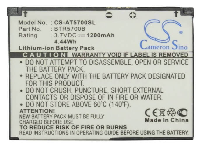 Battery For At&t Smt5700, Smt-5700 3.7v, 1200mah - 4.44wh Batteries for Electronics Cameron Sino Technology Limited   