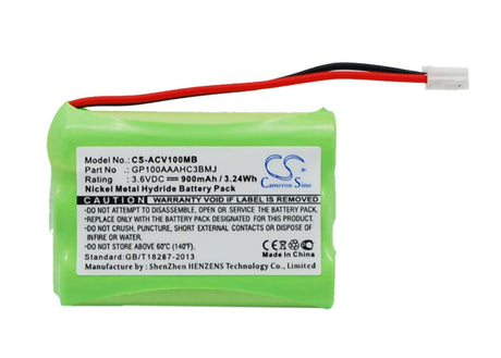 Battery For Audioline, Baby Care V100, G10221gc001474 3.6v, 900mah - 3.24wh Batteries for Electronics Cameron Sino Technology Limited   