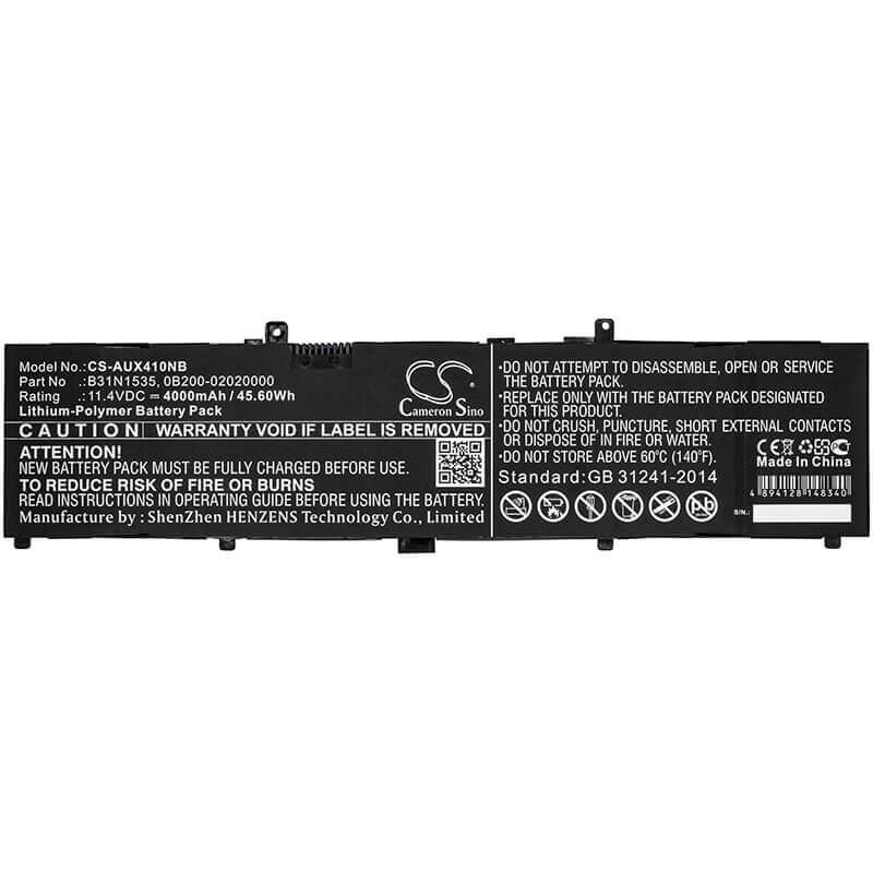 Battery For B31bn9h Asus, 0b200-02020000 Asus, B31n1535 Asus 11.4v, 4000mah - 45.60wh Notebook, Laptop Cameron Sino Technology Limited   