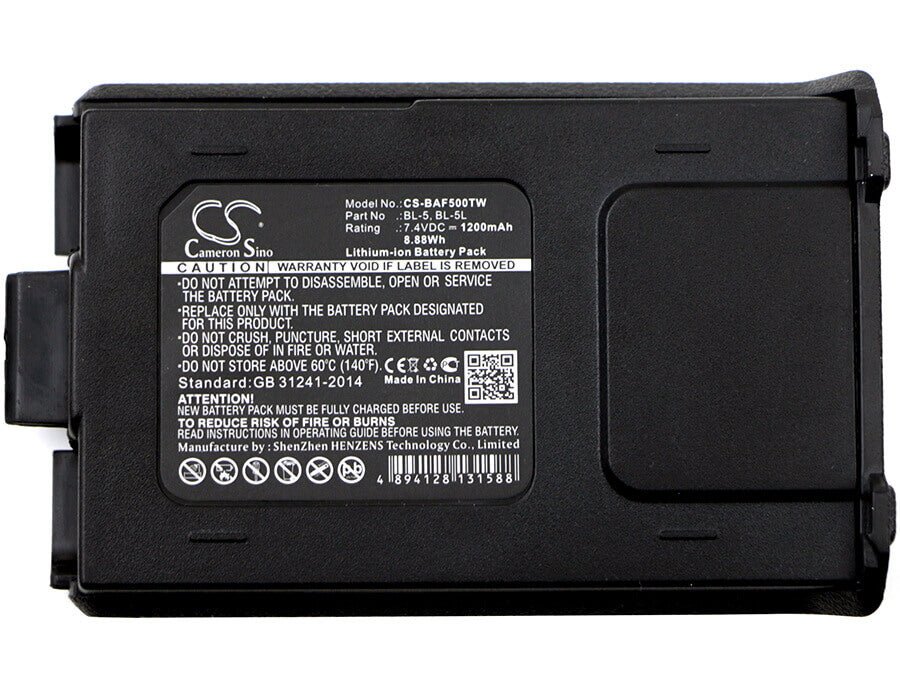 Battery For Baofeng, Bf-f8 Plus, Bf-f8+, Bf-f8hp, Bf-f9, Bf-f9 V2 + Hp, 7.4v, 1200mah - 8.88wh Two-Way Radio Cameron Sino Technology Limited   