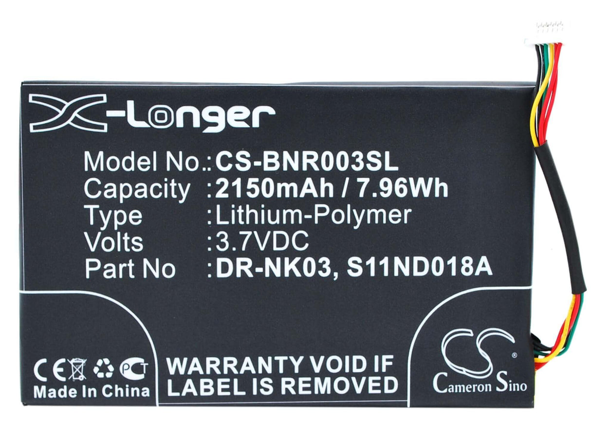 Battery For Barnes & Noble Nook Simple Touch, Bnrv300, Simple Touch 6 Inch 3.7v, 2150mah - 7.96wh E-book, E-reader Cameron Sino Technology Limited   