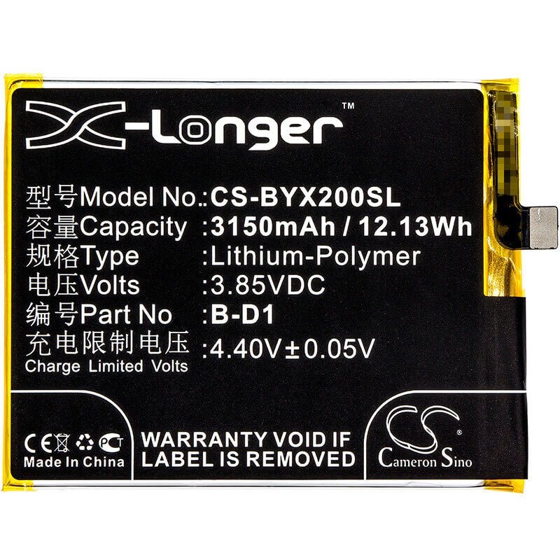 Battery For Bbk, Vivo X20a, Vivo X20a Dual Sim, Vivo X20a Dual Sim Td-lte 3.85v, 3150mah - 12.13wh Batteries for Electronics Cameron Sino Technology Limited   