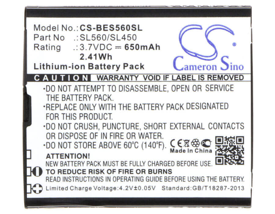 Battery For Bea-fon Sl560, Sl450 3.7v, 650mah - 2.41wh Mobile, SmartPhone Cameron Sino Technology Limited   