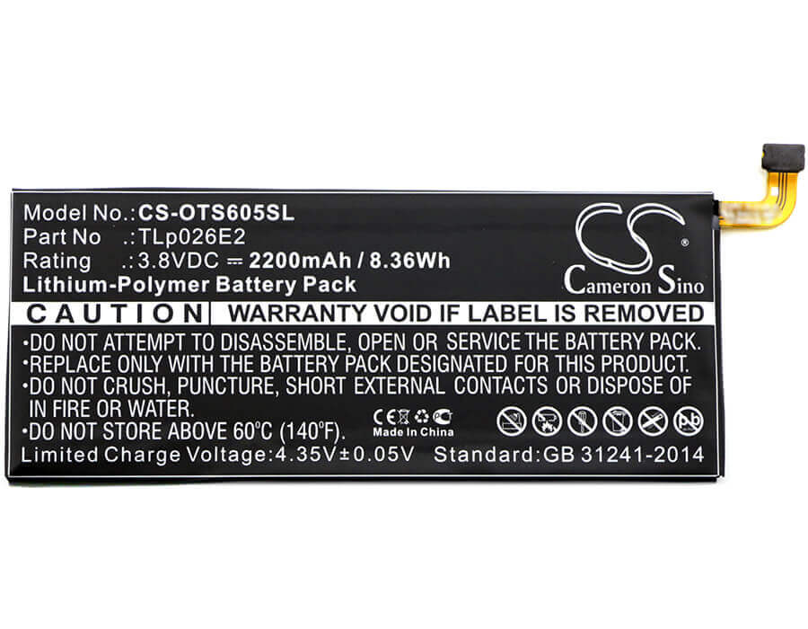 Battery For Blackberry & Alcatel, One Touch Idol 4, One Touch Idol 4 Lte Du 3.8v, 2200mah - 8.36wh Mobile, SmartPhone Cameron Sino Technology Limited   