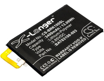3.85V, Li-Polymer, 3400mAh, SmartPhone battery fits Blackberry, Bat-63108-003, Bbb100-1, Bbb100-1 Td-lte, 13.09Wh
