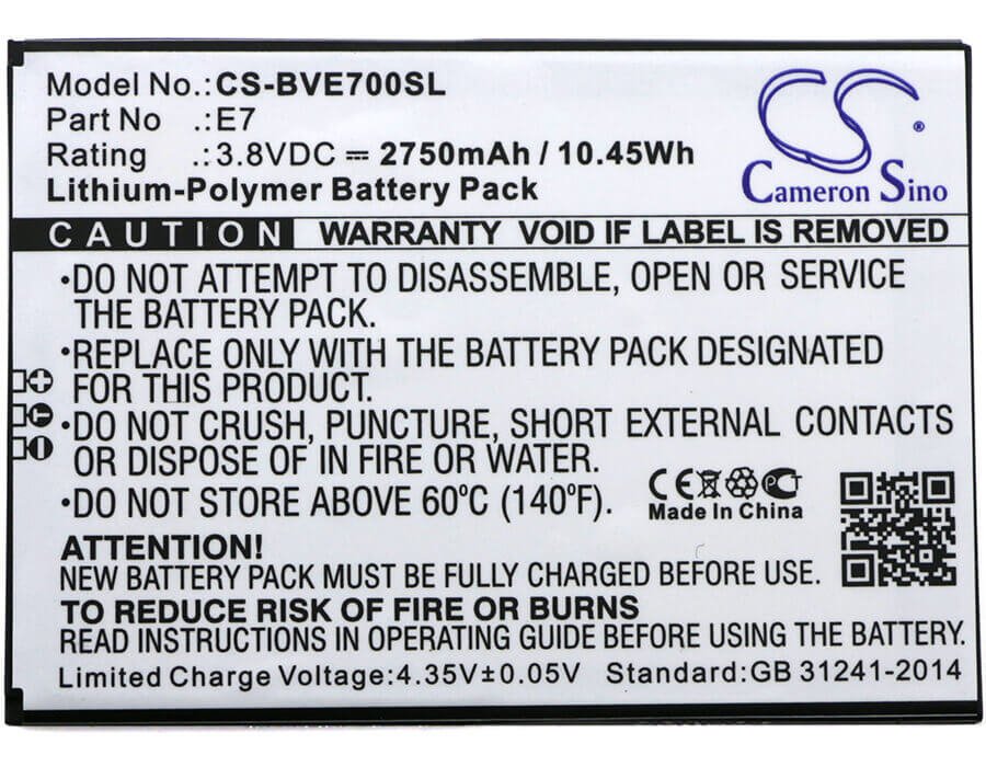 Battery For Blackview, E7 3.8v, 2750mah - 10.45wh Mobile, SmartPhone Cameron Sino Technology Limited   