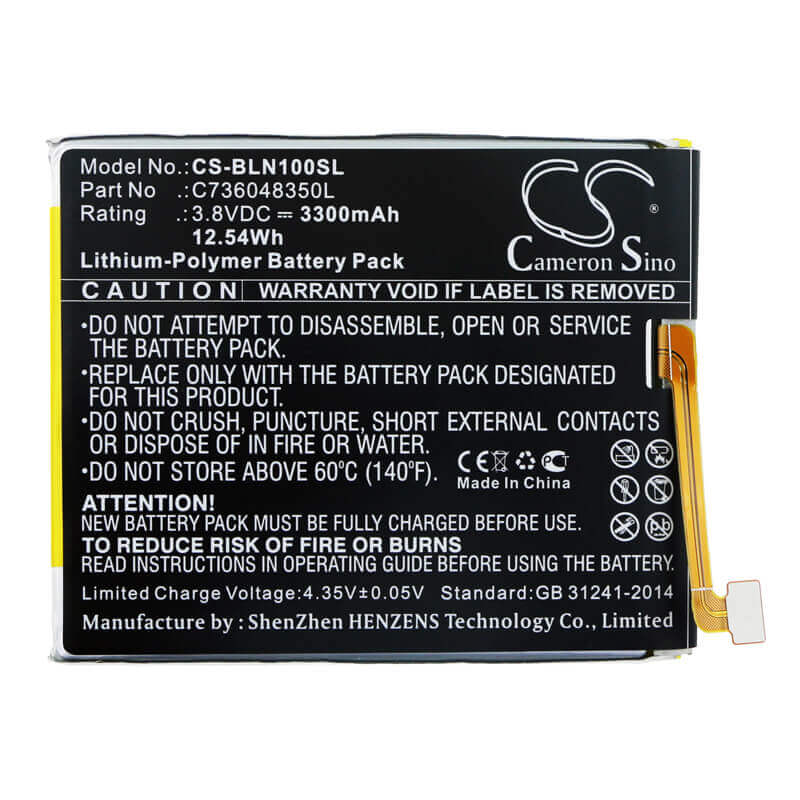 Battery For Blu, Bold N1 3.8v, 3300mah - 12.54wh Mobile, SmartPhone Cameron Sino Technology Limited   