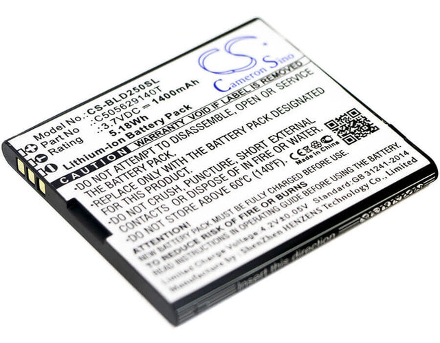 Battery For Blu, D250, Dash L2 3.7v, 1400mah - 5.18wh Mobile, SmartPhone Cameron Sino Technology Limited   