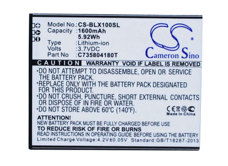 Battery For Blu Life Play, Life Play X, L102a 3.7v, 1600mah - 5.92wh Mobile, SmartPhone Cameron Sino Technology Limited   