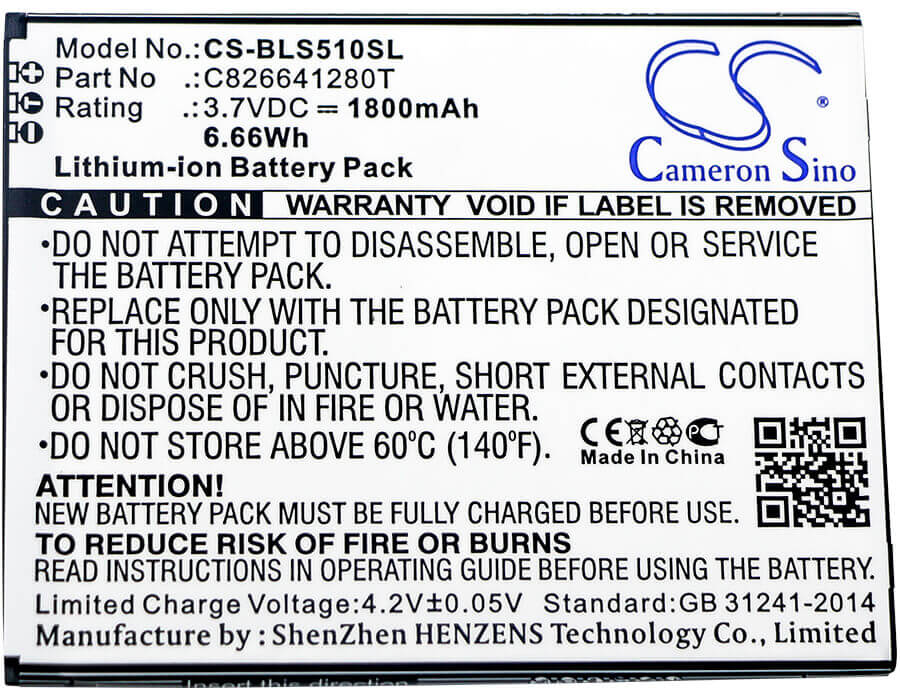 Battery For Blu, S510, S510q, Studio G Plus 3.7v, 1800mah - 6.66wh Mobile, SmartPhone Cameron Sino Technology Limited   