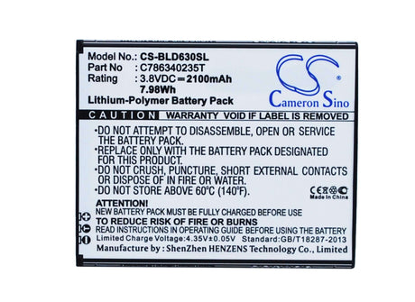 Battery For Blu Studio 5.5s, D630u, D630l 3.8v, 2100mah - 7.98wh Mobile, SmartPhone Cameron Sino Technology Limited   