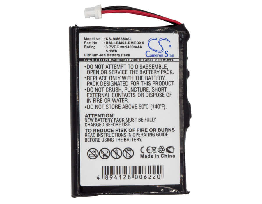 Battery For Bluemedia Bm-6280, Bm6380, Bm-6380 3.7v, 1400mah - 5.18wh GPS, Navigator Cameron Sino Technology Limited   